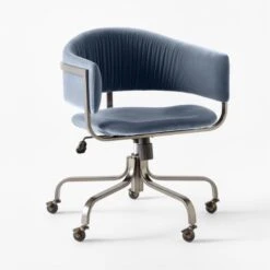 Stretta Blue Velvet Office Chair -Furniture Sales Store StrettaBlueMtlOffcChair3QSSS22
