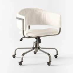 Stretta Ivory Velvet Office Chair -Furniture Sales Store StrettaIvoryMtlOffcChair3QSSS22