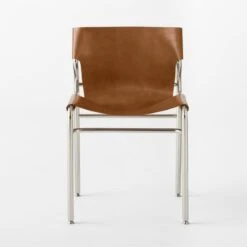 Surf Sling Brown Leather Dining Chair -Furniture Sales Store SurfBrnLthrSlingDnngChrSOSSF21