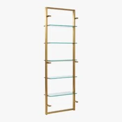 Tesso Brass Metal Wall Mount Bookshelf -Furniture Sales Store TessoBrushedBrassBookcs3QBS20