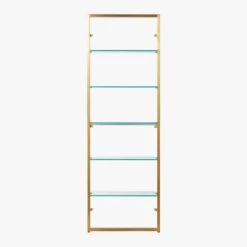 Tesso Brass Metal Wall Mount Bookshelf -Furniture Sales Store TessoBrushedBrassBookcsSOS20