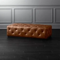 Saddle Leather Tufted Ottoman