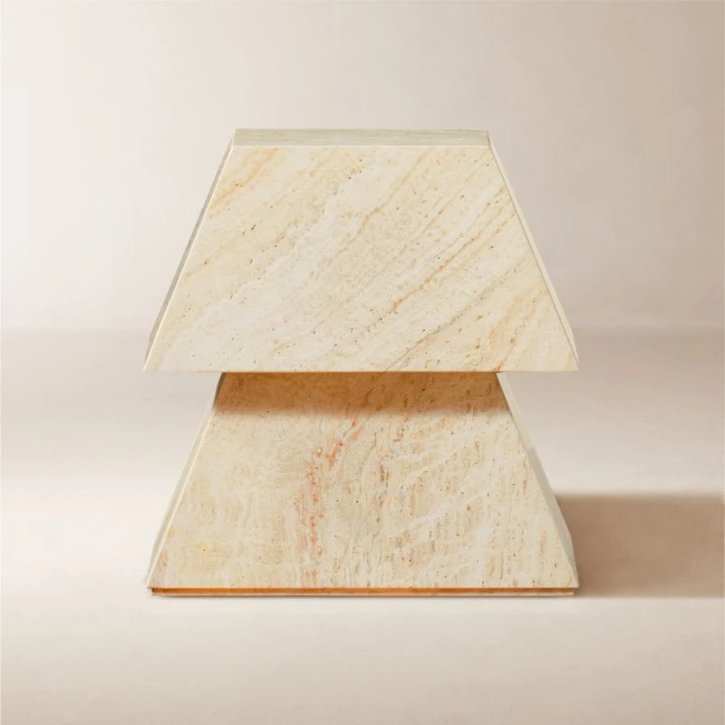 Tukul White Travertine Side Table 1 Tukul White Travertine Side Table