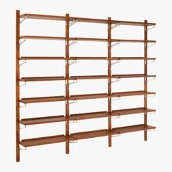 Walnut Modular Triple Shelf 88" -Furniture Sales Store WalnutMod88TripleShelf3QF18