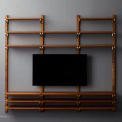 Walnut Modular Triple Shelf 88" -Furniture Sales Store WalnutMod88TripleShelfRO6F18