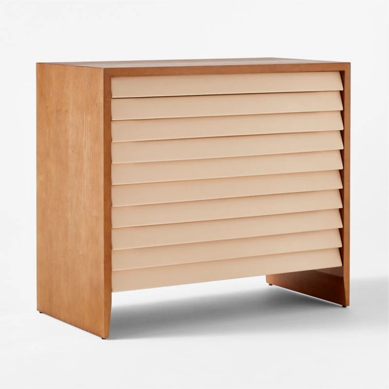 Wane Wood 2-Drawer File Cabinet With Vegan Leather Drawers 3 Wane Wood 2-Drawer File Cabinet With Vegan Leather Drawers - Image 3