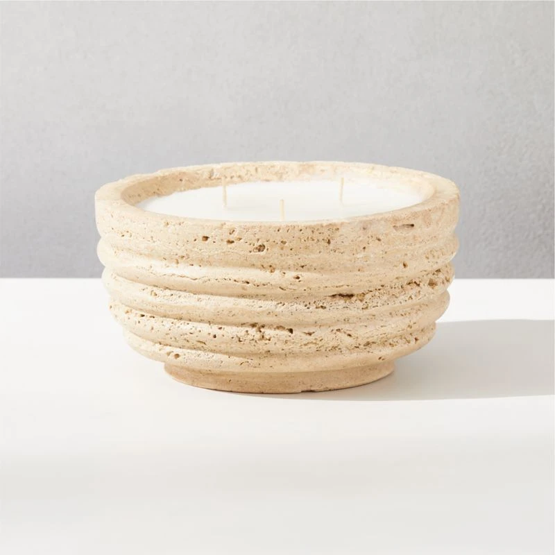 Beige Travertine Citronella Candle 1 Beige Travertine Citronella Candle