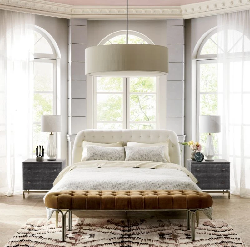 2-Drawer Grey Shagreen Nightstand 3 2-Drawer Grey Shagreen Nightstand - Image 3